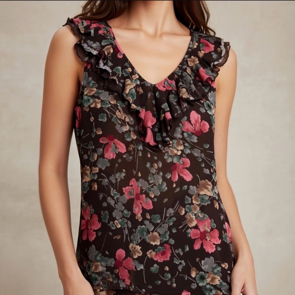 Lauren Ralph Lauren Y2K Ruffle V-Neck Top